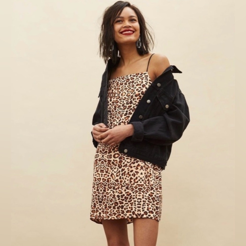 Topshop Satin Leopard Dress